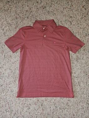 Southern Tide Red Geometric Short-Sleeve Polo Sz M 8-10